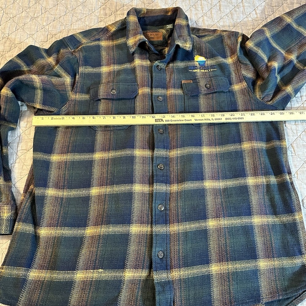 Orvis Plaid Flannel Shirt Mens Large Button Front Cotton Workwear Outdoors Patch - Picture 3 of 8